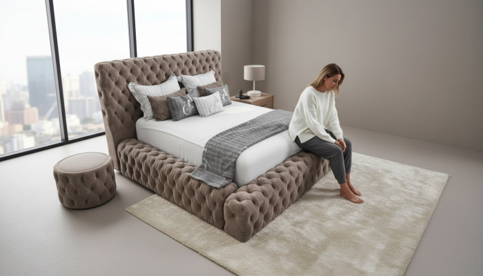 Bett Textil Schlafzimmer Möbel Luxury Moderne Betten Chesterfield Boxspring Neu