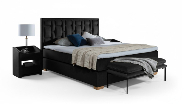Luxus Boxspring Bett Schwarz Blaue Betten Schlafzimmer Möbel Design Doppel Hotel