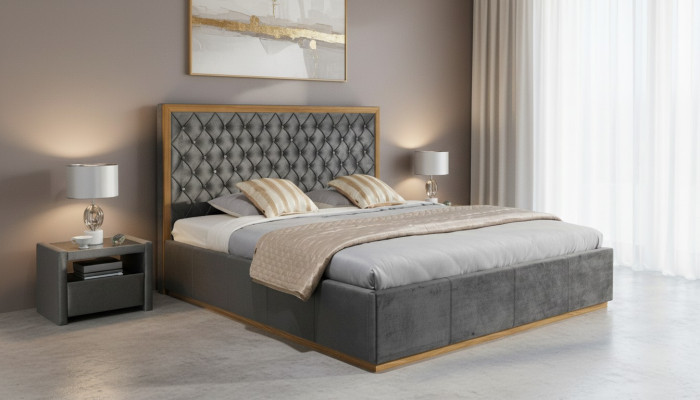 Luxus Bett Textil 2x Nachttisch 3tlg. Schlafzimmer Set Möbel Betten Bettgestell