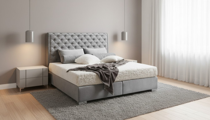 Chesterfield Boxspring Bett Textil Schlafzimmer Möbel Moderne Betten Stoff Neu