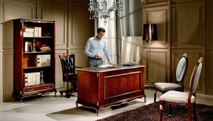 Holz Luxus Möbel Klassisches Bücherregal im Barock Stil mit 1 Schublade und Regalen