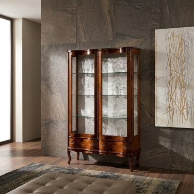 Möbel Klassische Luxus Vitrine Antik Stil Barock Rokoko Glasschrank Wohnzimmer Neu