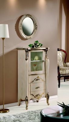 Möbel Klassischer Kommode Holz Glas Vitrine Kommodenschrank Designer