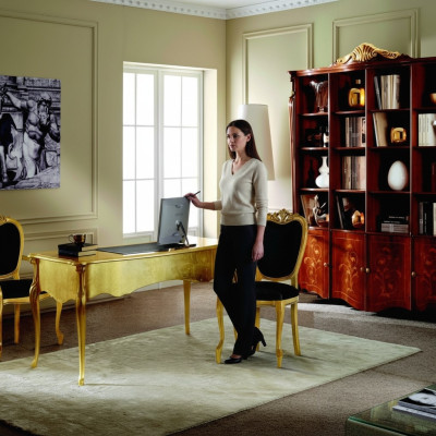 Designer Möbel 2x Stuhl Gold Wohnzimmer Holz Stühle Italienische Luxus Möbel Neu