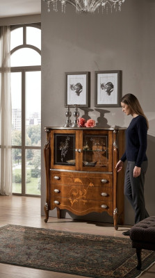 Luxuriös Möbel Holz Glas Stil Barock Schrank Kommode Schränke Designer