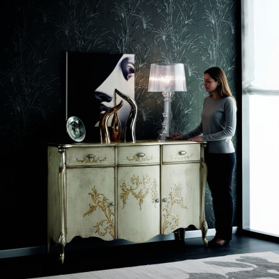 Design Möbel Stil Barock Kommode Anrichte Luxus Sideboard Holz Italien