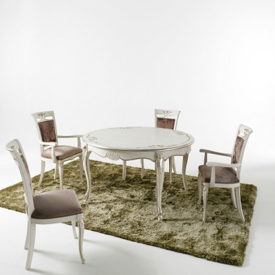 Italienische Möbel Esstisch 4x Stühle Holz Tisch Essgarnitur Klassisches Design