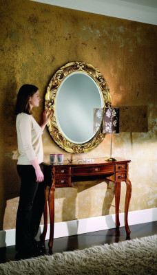 Italienische Möbel 2tlg Garnitur Sekretaer mit Spiege Holz Echtholz Barock Stil