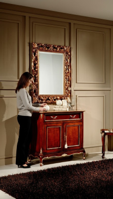 Holz Italienische Möbel 2tlg Set Möbel Stil Barock Luxus Kommode mit Spiegel