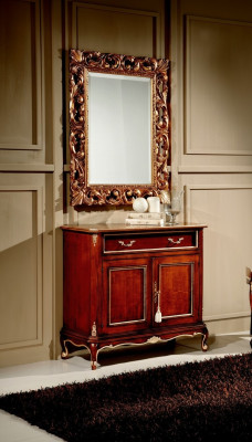 Holz Italienische Möbel 2tlg Set Möbel Stil Barock Luxus Kommode mit Spiegel