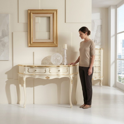 Design Möbel Stil Barock Luxus Konsolentisch Weiß Holz Italienische Tisch Tische