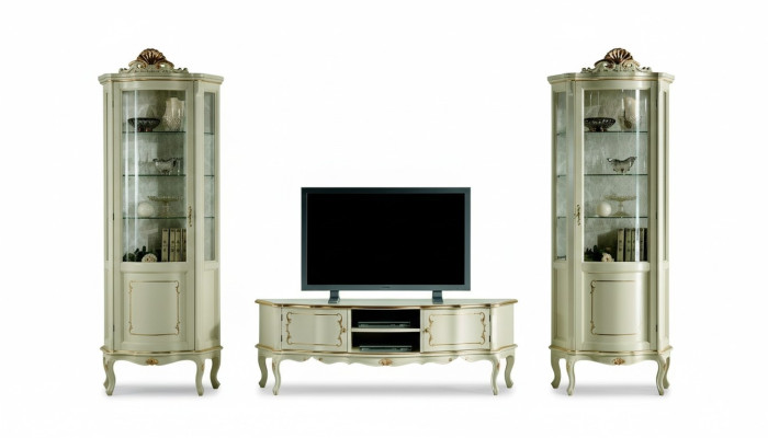 Design Set Garnitur 3tlg rtv mit 2x Vitrine Italienische Luxus Möbel Barock Stil