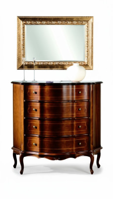 Kommode Holz Möbel Barock mit Spiegel 2tlg Garnitur Luxus Italienische