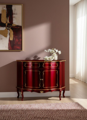 Luxus Italienische Holz Möbel Kommode Rot Buffet Schrank Wohnzimmer