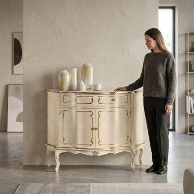 Luxus Italienische Holz Möbel Kommode Weiß Buffet Schrank Wohnzimmer