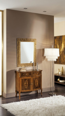 Kommode Holz Möbel Barock mit Spiegel Luxus Italienische Möbel 2tlg Garnitur