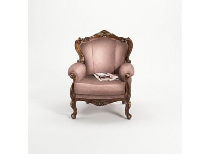 Schicke Designer Luxus Barock Rosa Sessel Italienische Holz Wohnzimmer Möbel Neu