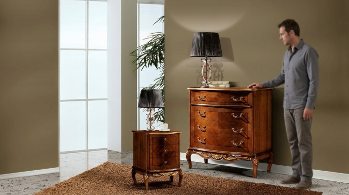 Italienische Barock Möbel Nachttisch Schlafzimmer Kleine Kommode Holz Braun Neu