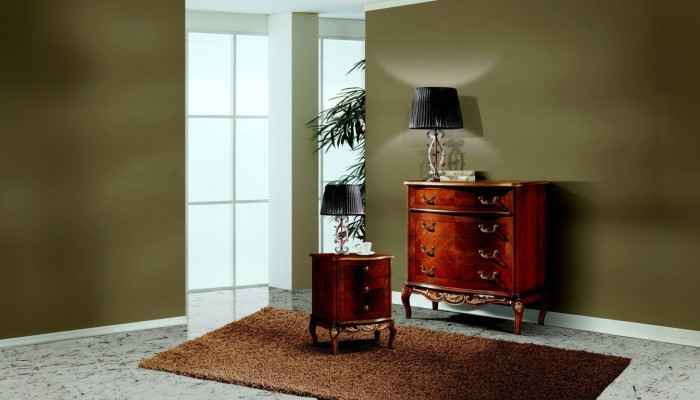 Italienische Barock Möbel Nachttisch Schlafzimmer Kleine Kommode Holz Braun Neu
