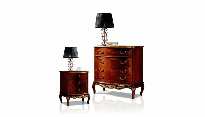 Italienische Barock Möbel Nachttisch Schlafzimmer Kleine Kommode Holz Braun Neu