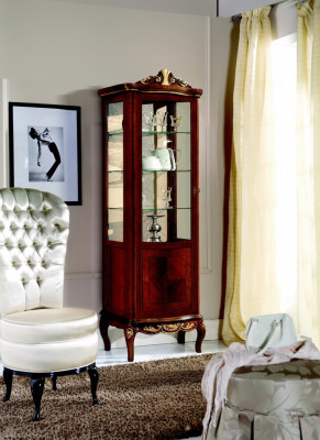 Klassische Möbel Holz Braun Vitrine Schicke Luxus Vitrineschrank Italienische Möbel