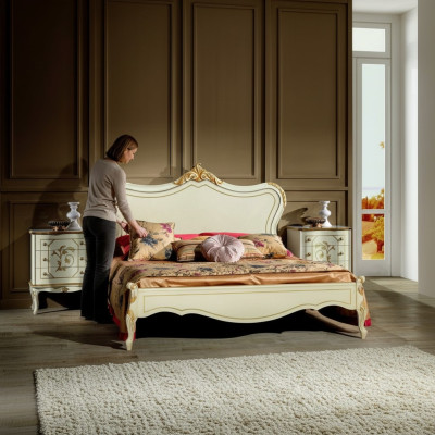 Design Luxus Bett Klassisches Bettgestell Holz Stil Barock Italienische Möbel