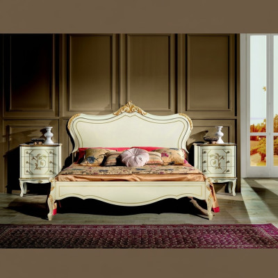 Design Luxus Bett Klassisches Bettgestell Holz Stil Barock Italienische Möbel