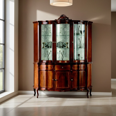 Klassische Möbel Holz Braun Vitrine Schicke Vitrineschrank Design Italienische Möbel