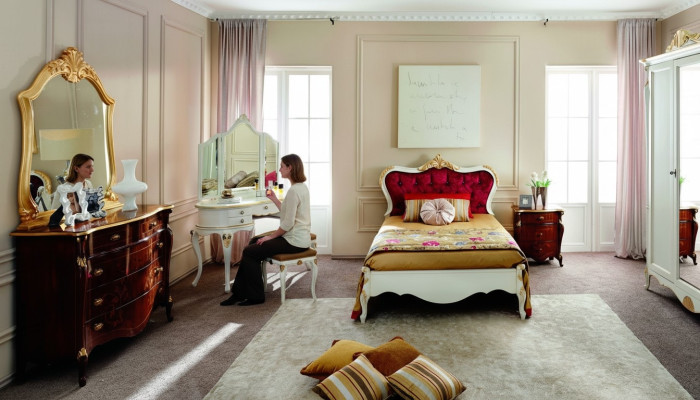 Design Luxus Bett 120*195 cm mit Kopfteil Knöpfe Stil Barock Italienische Möbel