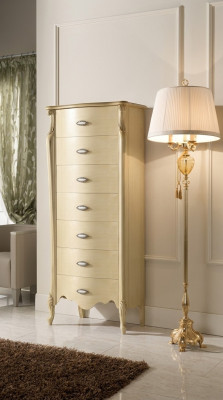 Italienische Holz Möbel Schicke Kommode 120 cm Hoch mit 7 Schubladen