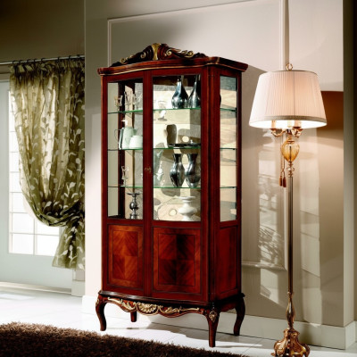 Luxuriöse Design Möbel Italienische Möbel Großer Holz Braun Vitrine Luxus Vitrineschrank