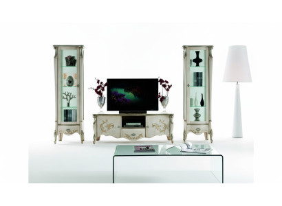 Schicke Set Garnitur 3tlg Rtv mit 2x Vitrine Italienische Möbel Klassische Stil