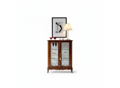 Designer Nicht Vitrine Holz Braun Anrichte Glas Türen Luxus Italienische Möbel
