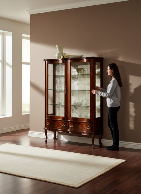 Anrichte Glasschrank Barock Vitrine Holz Vitrinen Luxus Glasschränke Möbel Neu