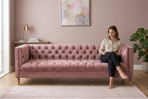 Chesterfield Sofa Rosa Möbel 4 sitzer Sofas Textil Stoff Couchen xxl big 230cm