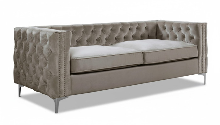 Chesterfield Dreisitzer moderne Möbel Textil Stoff Samt Wohnzimmer Luxus couchen