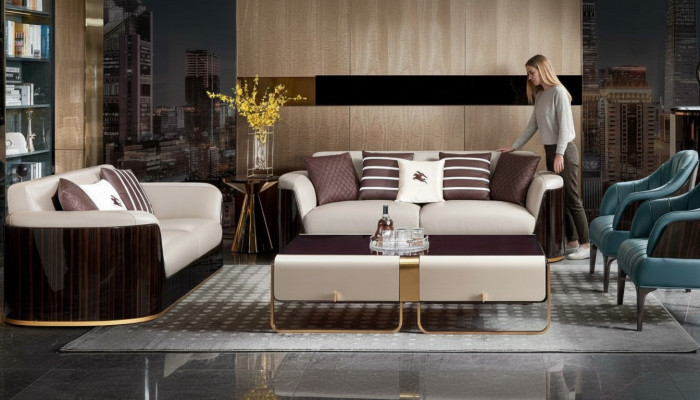 Sofa 3 Sitzer Beige Modern Design Couchen Leder Sofas Neu Kreative