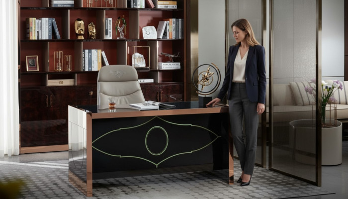 Tisch Stuhl Arbeitszimmer Schreibtisch Schwarz Büro Einrichtung Möbel Luxus 2tlg