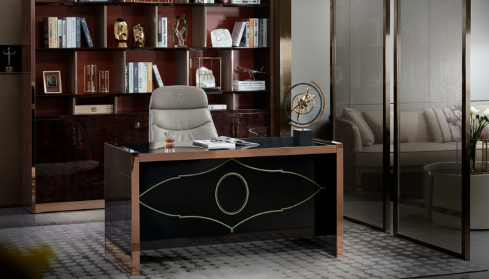 Tisch Stuhl Arbeitszimmer Schreibtisch Schwarz Büro Einrichtung Möbel Luxus 2tlg