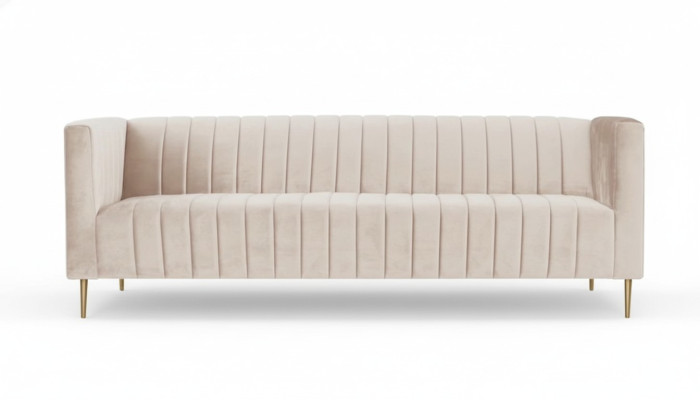 Beige Dreisitzer Sofa Stoff  Polster Wohnzimmer Design Couchen Sofas Neu Modern