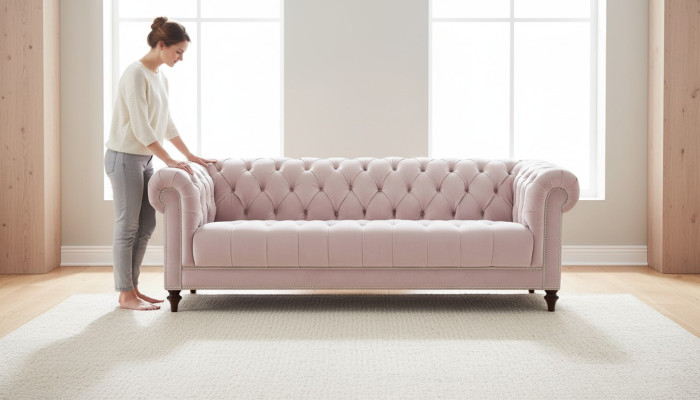 Chesterfield Altrosa Rosa Neu Dreisitzer Stoff Design Couchen Polster Sofa Sofas