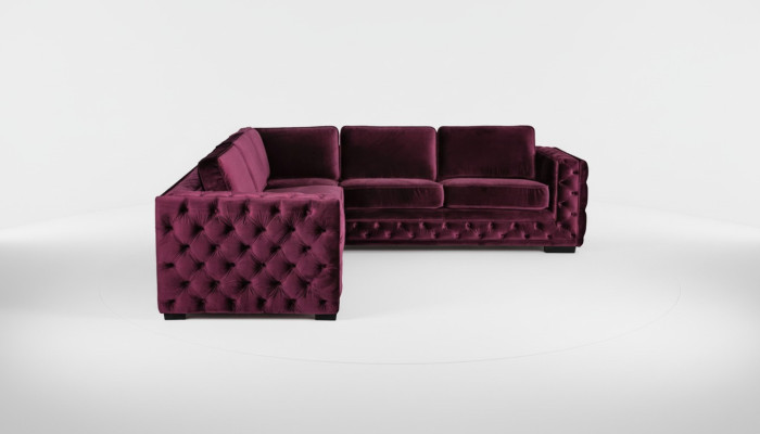 Burgund Ecksofa Chesterfield Samt Stoff Möbel Neu Wohnzimmer Modern Design Sofa