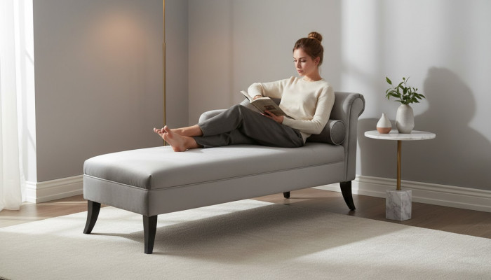 Chaiselongue Kreative Möbel Wohnzimmer Modern Design Sofa Stoff Silber