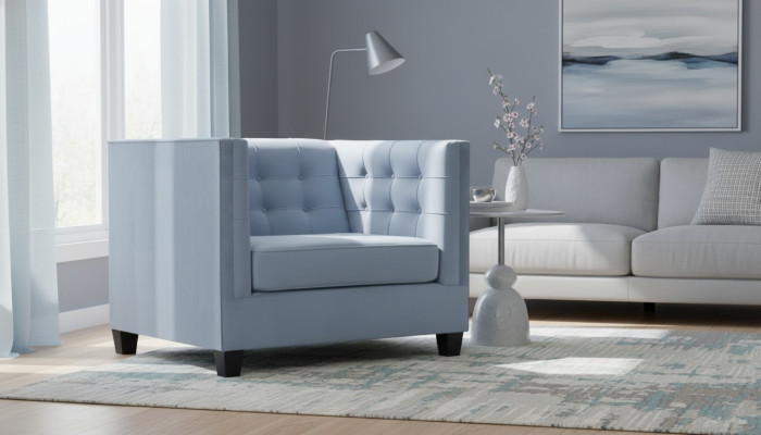 Blauer Chesterfield Sessel Wohnzimmer Textil Stoff Kreative Möbel Modern