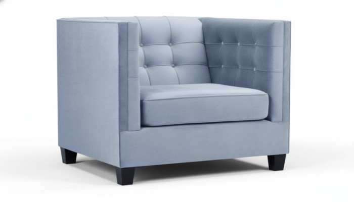 Blauer Chesterfield Sessel Wohnzimmer Textil Stoff Kreative Möbel Modern
