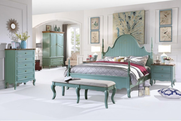 Luxus Schlafzimmer Bett Echtes Holz Möbel Holz Betten landhaus stil Doppel Neu