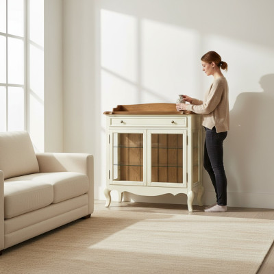 Wohnzimmer Schrank Klassische Vitrine Vitrinenschrank Seitenschrank anrichte neu