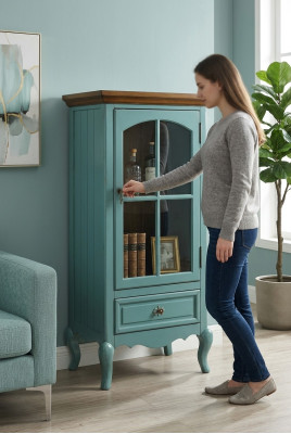 Klassische Vitrine Schrank Wohnzimmer Vitrinen Vitrinen Amerikanisch Möbel grüne