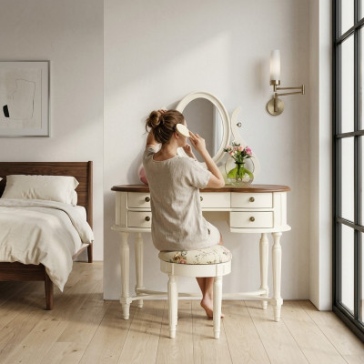 Schminktisch Spiegel Hocker Komplett Kommode Schlafzimmer Landhausmöbel Konsole