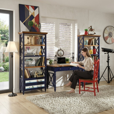 Schreibtisch 2tlg Set Tisch Schrank Arbeitszimmer Echte Holz Möbel Büro Esstisch